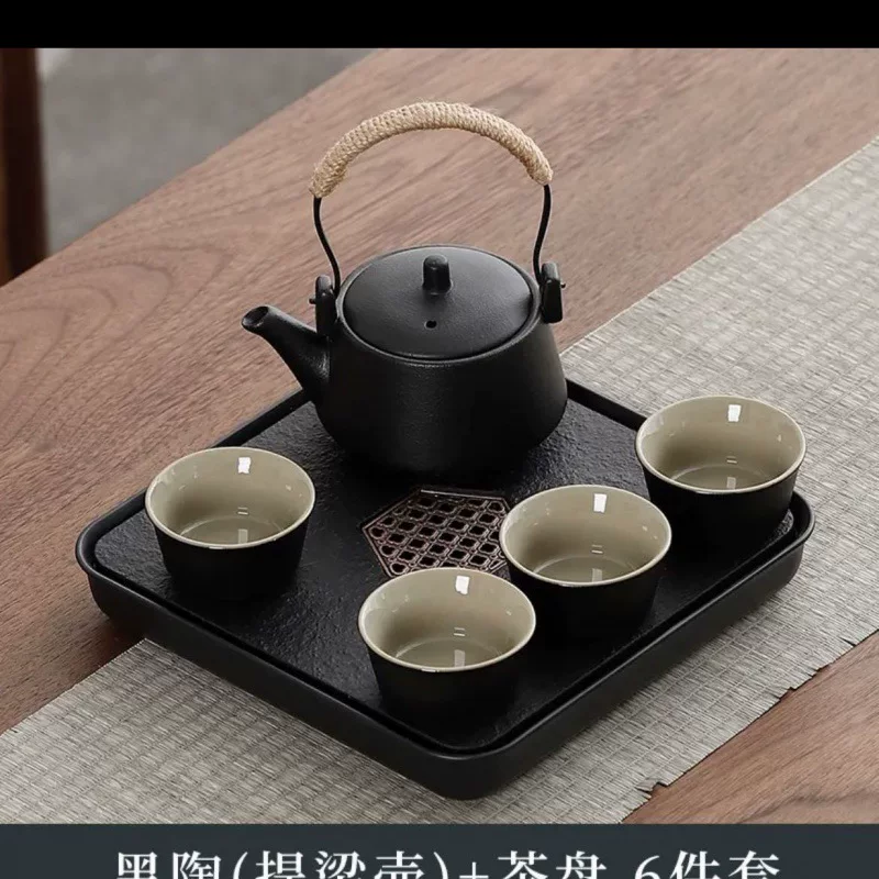 Handheld tea set for traveling, ceramic small tea cup for camping for office