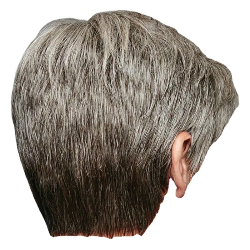 Nuevos hombres transfronterizos AliExpress peluca europea y americana marrón gris oblicuo puntos fábrica peluca directa hombres