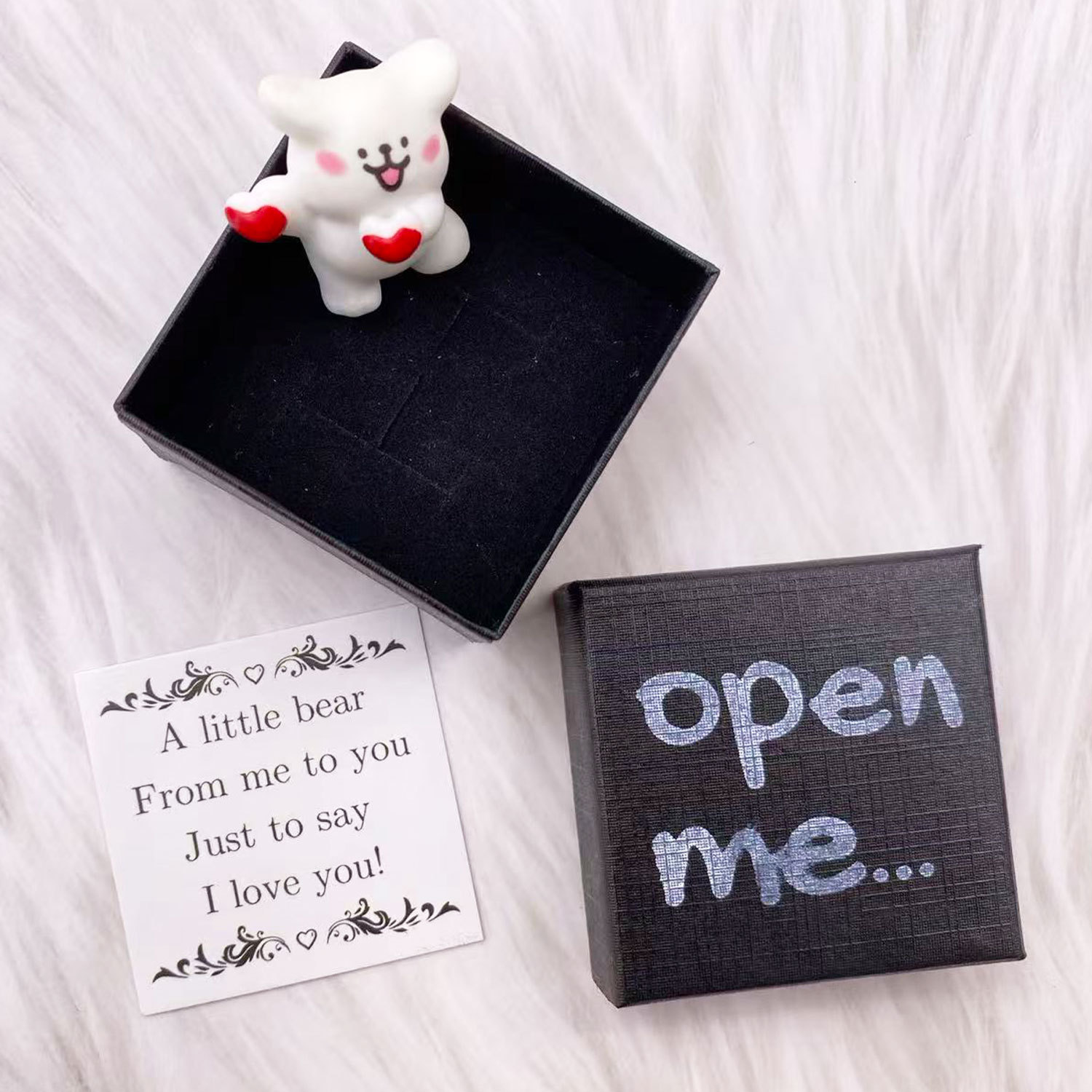 Mini Care Bear Matchbox Gift with Confession Greeting Card Creative Ornament Valentine's Day Niche Surprise Gift