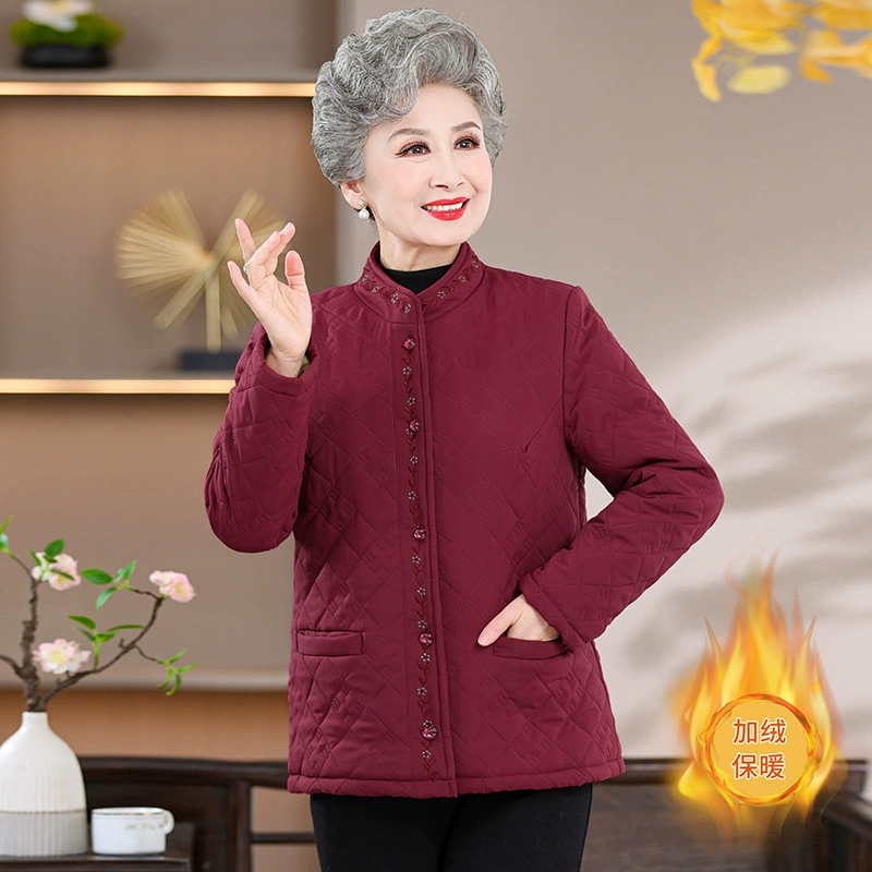Среднее и старое женское удобрение, увеличьте маленькую хлопчатобумажную куртку, бабушкиную зимнюю хлопчатобумажную одежду