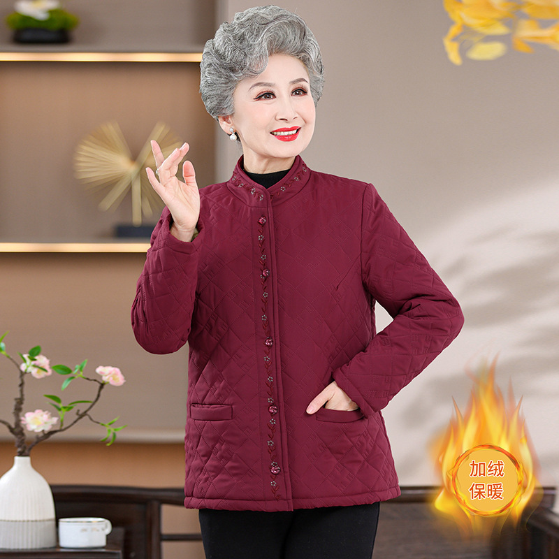 Middle-aged and elderly women's clothing plus fertilizer plus small cotton-padded jacket grandma's winter cotton-padded jacket cotton-padded mother's fleece-lined thickened inner container Middle-aged and elderly women's clothing plus fertilizer plus small cotton-padded jacket grandma's winter cotton-padded jacket cotton-padded mother's fleece-lined thickened inner container