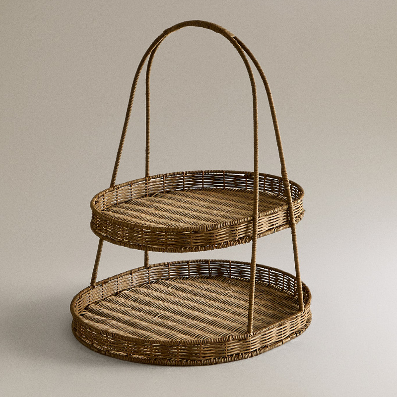 Cesta de tejido de vidano real de doble capa ktv tienda de hot pot bocadillos cesta de tejido cesta de almacenamiento de frutas, refresco, pan de pan