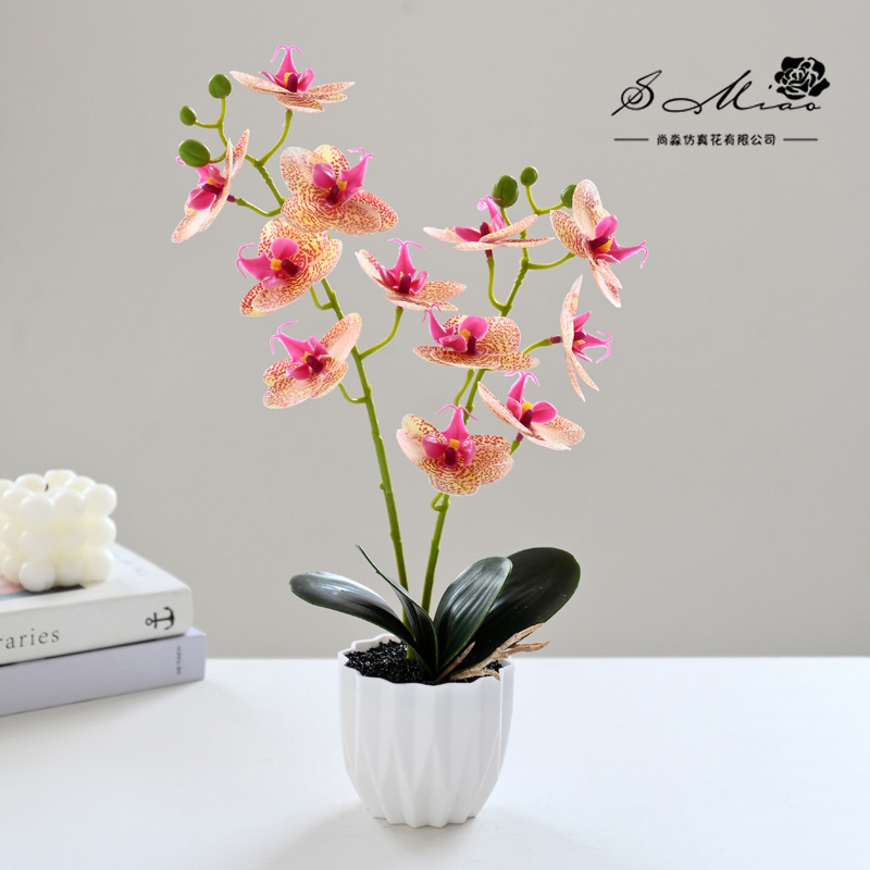12 flores falsas sensación orquídea mariposa bonsai simulación de flores decoración interior adornos flores artificiales simulación de maceta image 16