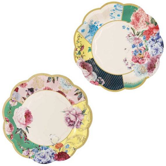 Cross-border Chinese Style Color Paper Tray 17.5cm Disposable Paper Dish Party Vintage Wedding Lace Paper Dish