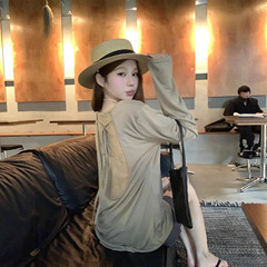 kumikumi纯欲风辣妹镂空蕾丝露背T恤女夏季别致减龄宽松显瘦上衣