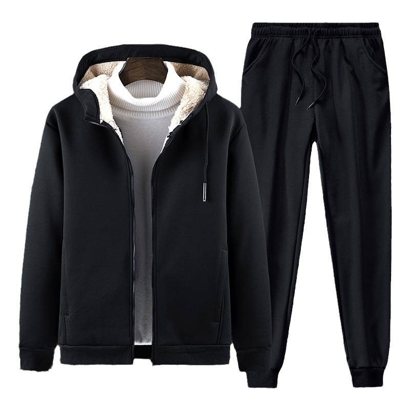 Amazon AliExpress hombres de lana forrada con capucha engrosada traje de lana de cordero suéter cálido suéter cardigan