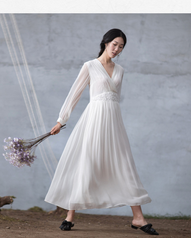 2021 spring and summer New embroidered Tencel dress women's slim mid-length dress 2021 spring and summer New embroidered Tencel dress women's slim mid-length dress
