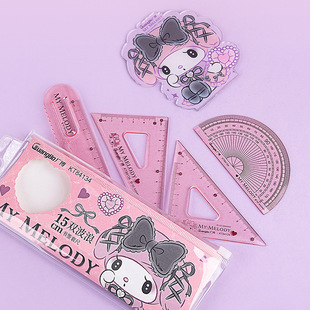 Genuine Sanrio Bookmark Set Ruler Kulomi Cartoon Children's Primary School Ruler Set Painting Ruler High Color Value