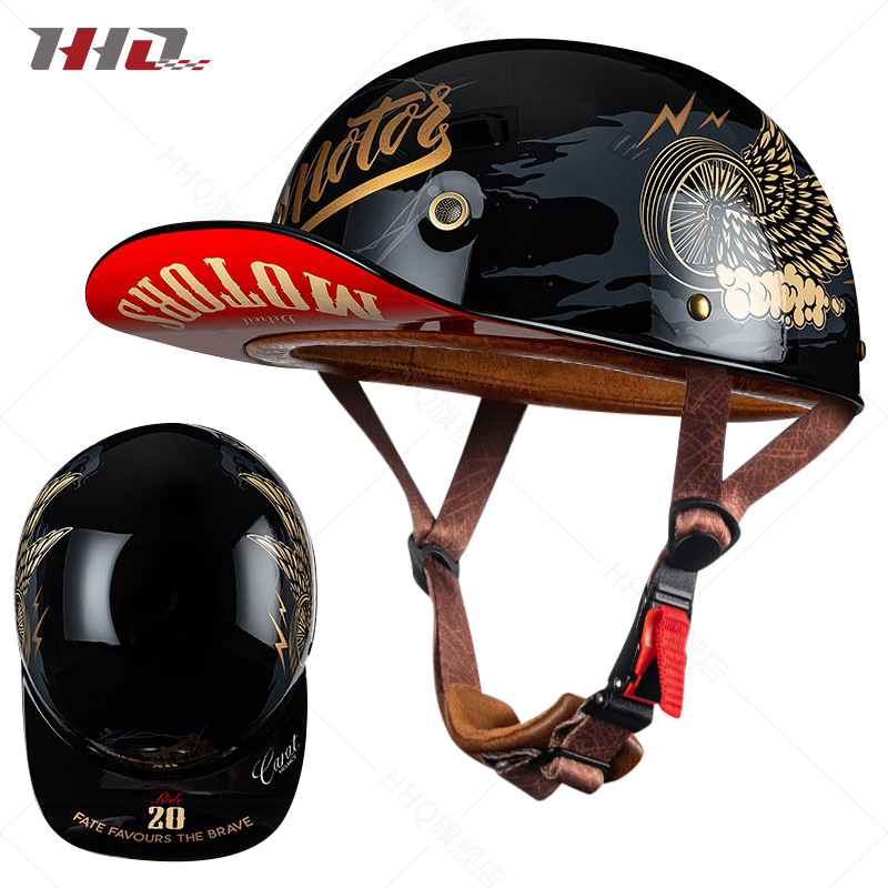 Al por mayor casco de motocicleta medio casco verano hombres y mujeres retro Harley motocicleta eléctrica gorra de béisbol primicia casco fabricante
