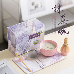 跨境樱花粉日式抹茶茶具套装7件套茶筅抹茶碗茶筅立百本立礼盒装