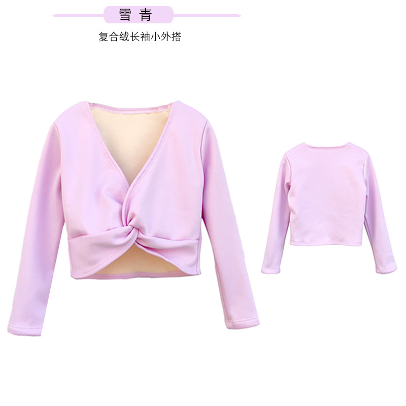 Venta al por mayor Dancing Fleece chaqueta de terciopelo compuesto de manga larga chal ropa de baile para niños ropa de práctica para Niñas Ropa exterior
