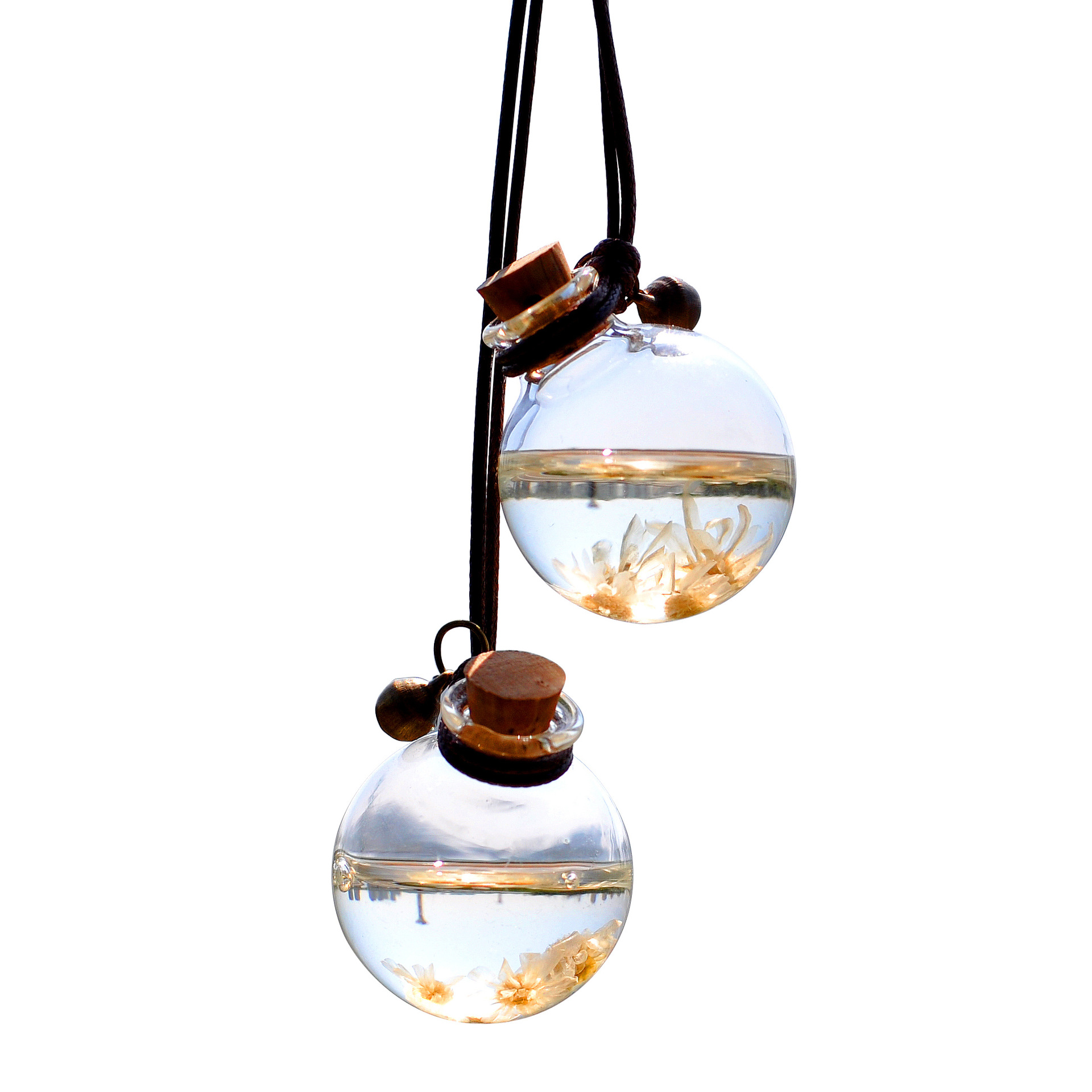 Creativo montado en el automóvil Eternal Flower botella de perfume botella vacía perfume colgante artístico fresco flor seca colgando botella decorativa