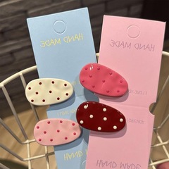 韓国風スイート水玉ガーリー風ヘアピン ピンクのダックビルクリップ サイドクリップ 学生用ヘアピン ダックビルクリップ ヘアアクセサリー