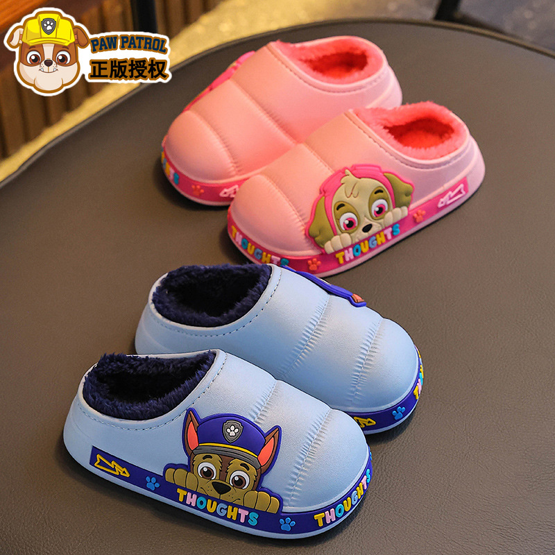 Zapatillas de algodón para niños de invierno para niños, niñas y niños, calentamiento de terciopelo impermeable, zapatos de talón de algodón para niños