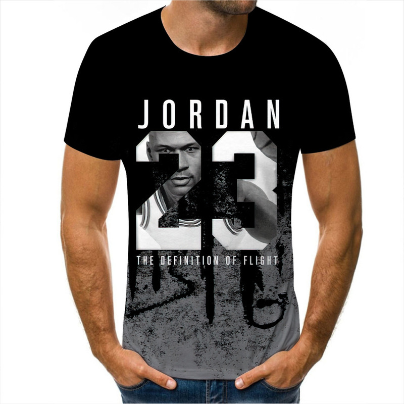 Spring and Autumn New Cross-Border 3D Digital Printed T-Shirt Fashion No. 23 Michael Jordan Kobe Bryant Basketball Men's Short Sleeve
