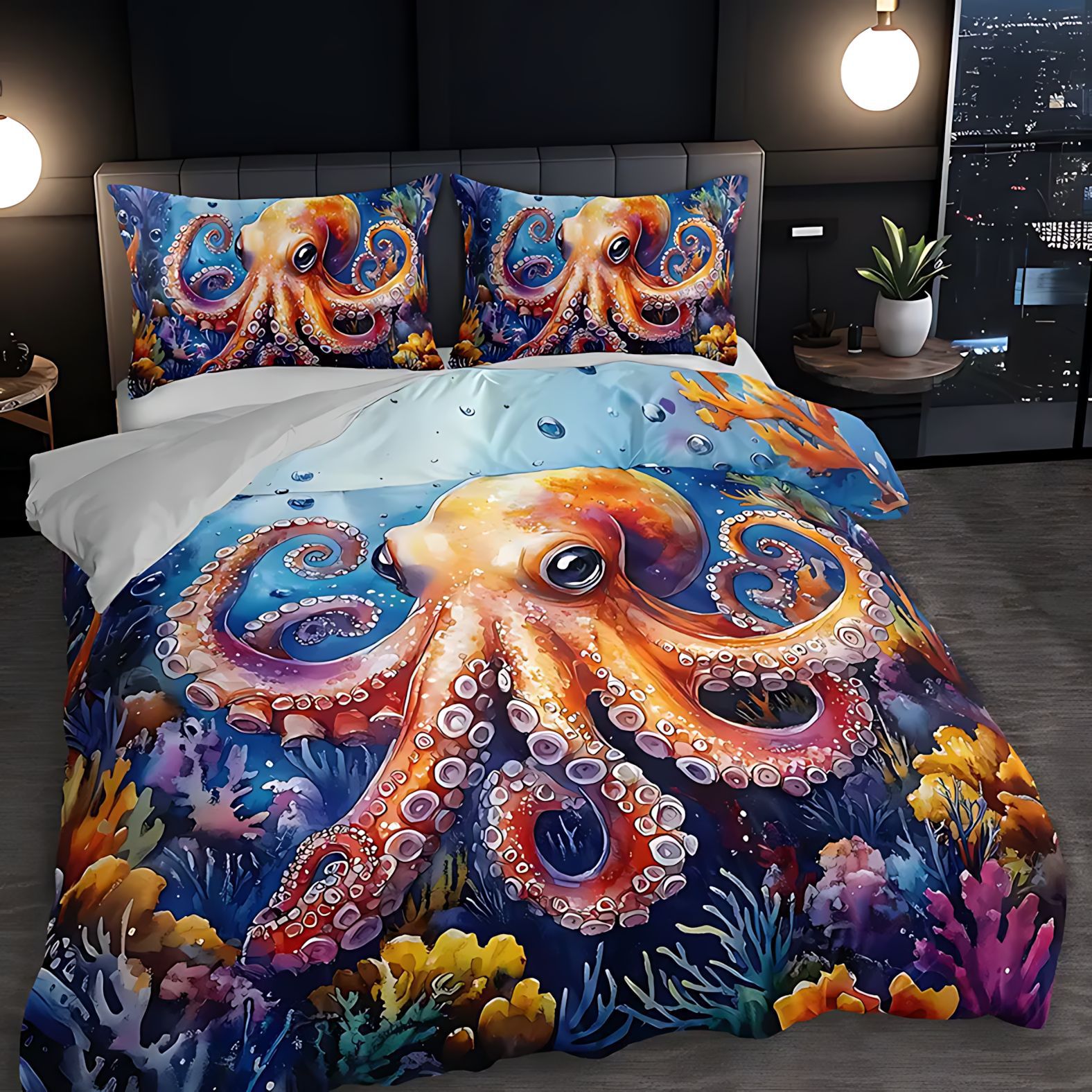 TEMU / JIT nuevos productos transfronterizos lindos pie de pulpo cubierta de colchón conjunto fuente de ropa de cama fabricantes