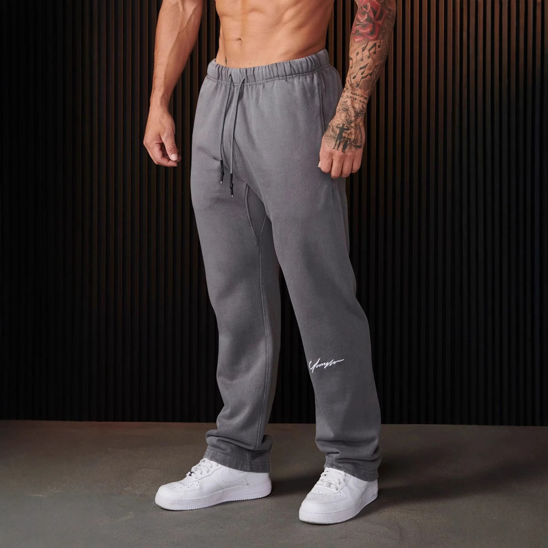 YOUNGLA New Men's Sports Pants Heavy-weight Trousers with Trousers Embroidered Trousers Jogger Sports Fitness Straight Leg Pants Sweatpants