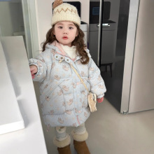 儿童羽绒服2024韩版冬款卡通连帽中长款羽绒服女童90白鸭绒羽绒服