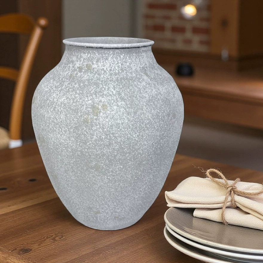 Большая ваза в стиле ваби-саби, ретро, ​​белый камень, старый цветочный сосуд, металлический цветочный горшок для дома, украшения для дома