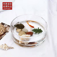 创意加厚小号圆形玻璃花盆水培一夜莲睡莲铜钱草玻璃花瓶玻璃缸