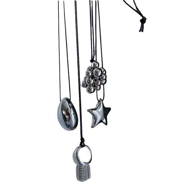 brand silver long necklace