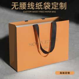 定制logo加厚覆膜无腰线平口手提袋服装店购物袋外卖打包袋子订做
