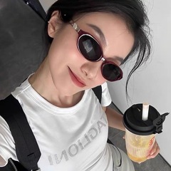 美式复古猫眼椭圆小框墨镜女潮Y2K街拍防紫外线酒红太阳眼镜小脸