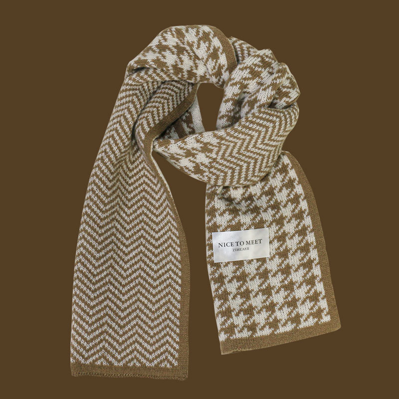 Sciarpa a griglia Qianniao da donna, inverno 2023, nuova coppia di studenti coreani versatili, lavorata a maglia, collo caldo_voghion.com