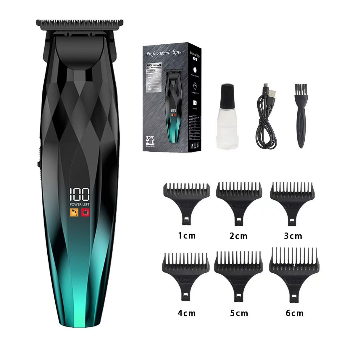 Set de Cortapelos Eléctrico Digital de Aleación de Titanio con Cabezal Lavable para Barbería y Hogar