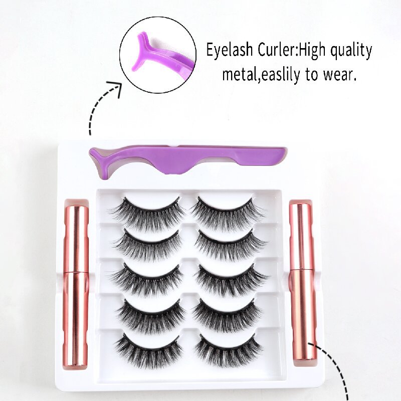 Las pestañas magnéticas de cinco pares de pestañas magnéticas de ojos suaves, sin pegamento, fibra magnética de absorción larga Xyintemu una generación