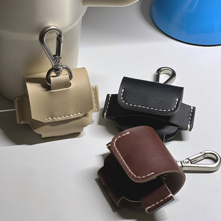 Korean Style Headphone Protection Leather Case Keyable Waist-Hanging Headphone Dustproof Bag Suitable for airpods Bluetooth Headphone Bag