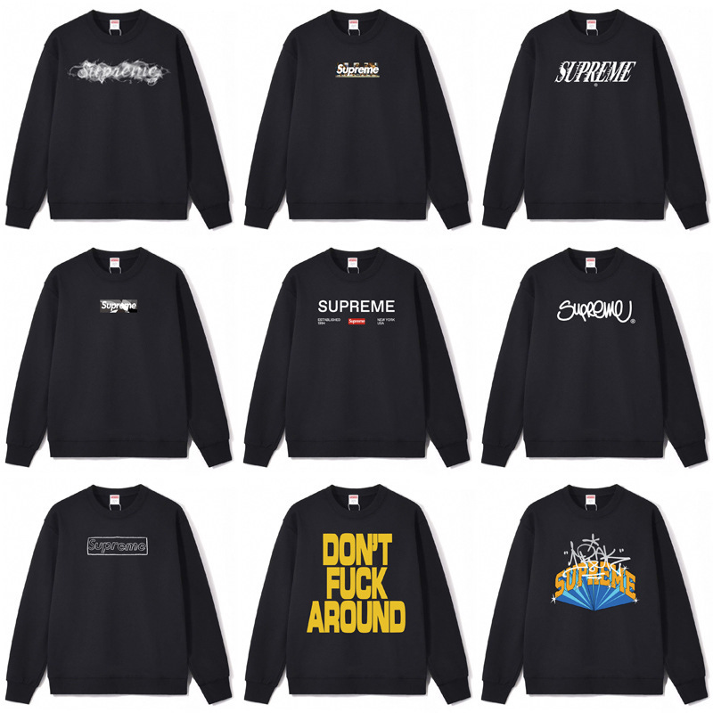 Autumn and Winter New Pure Cotton Supreme Round Neck Sweatshirt for Men and Women Loose Cross-Border Export Box Trendy Brand Long-Sleeved Jacket Autumn and Winter New Pure Cotton Supreme Round Neck Sweatshirt for Men and Women Loose Cross-Border Export Box Trendy Brand Long-Sleeved Jacket