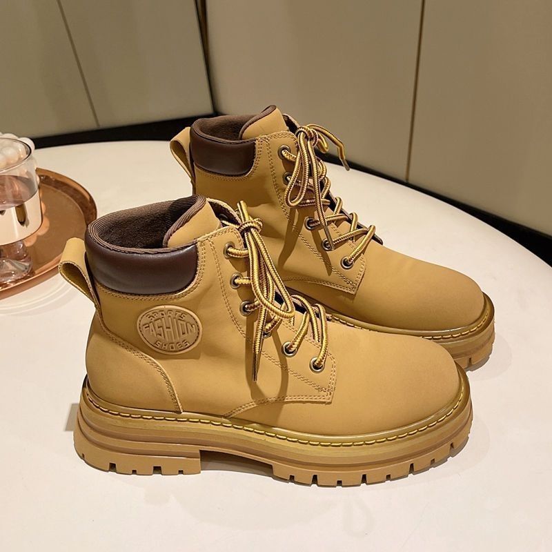 Boots Women's Shoes Autum New High-Top Work Boots British Style Short Boots Korean Style Versatile Thick Boots Trendy Shoes