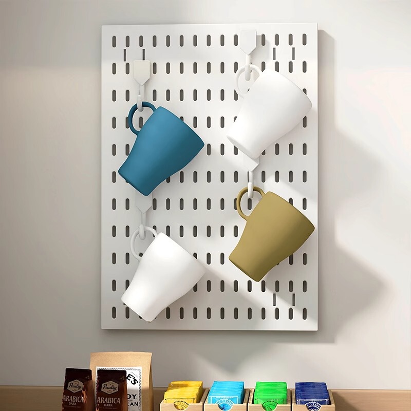 Cup Storage Essentials Pegboard Hooks Shelf Kitchen Coffee Corner Draining Rack Tea Cup Coffee Cup Display Board