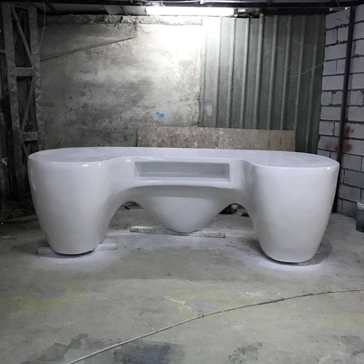 商场玻璃钢服务台雕塑酒店美陈收银台时尚简约玻璃纤维异形前台