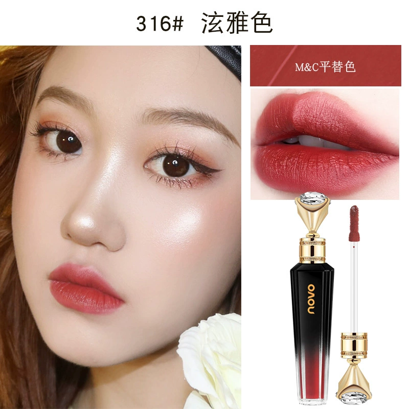 Velvet Lip Glaze (NOVO) Queen Retro Velvet, Diamond Cap, гладкая матовая стойкость, 3 г