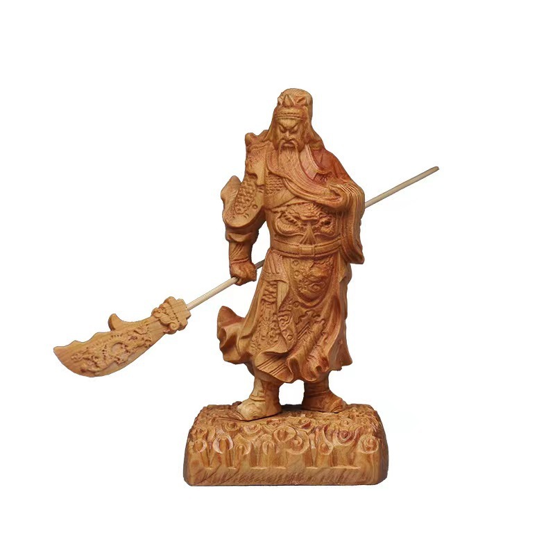 崖柏黄楊木彫り関公関羽武財神関二爺客間オフィス装飾品置物|undefined