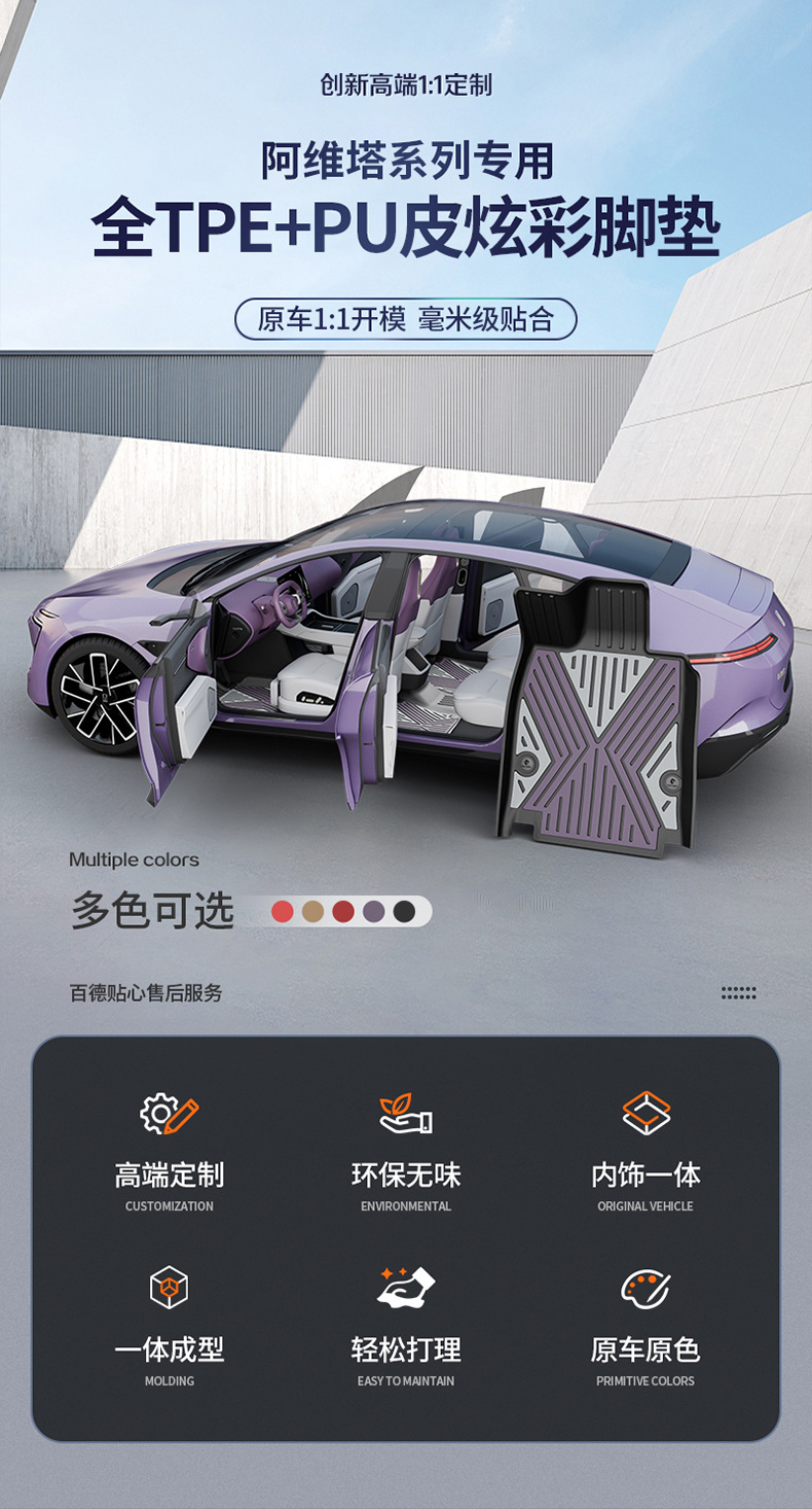 Suitable for the 2026 new model Avita 06 07 12, custom-made colorful TPE car floor mats and trunk mat