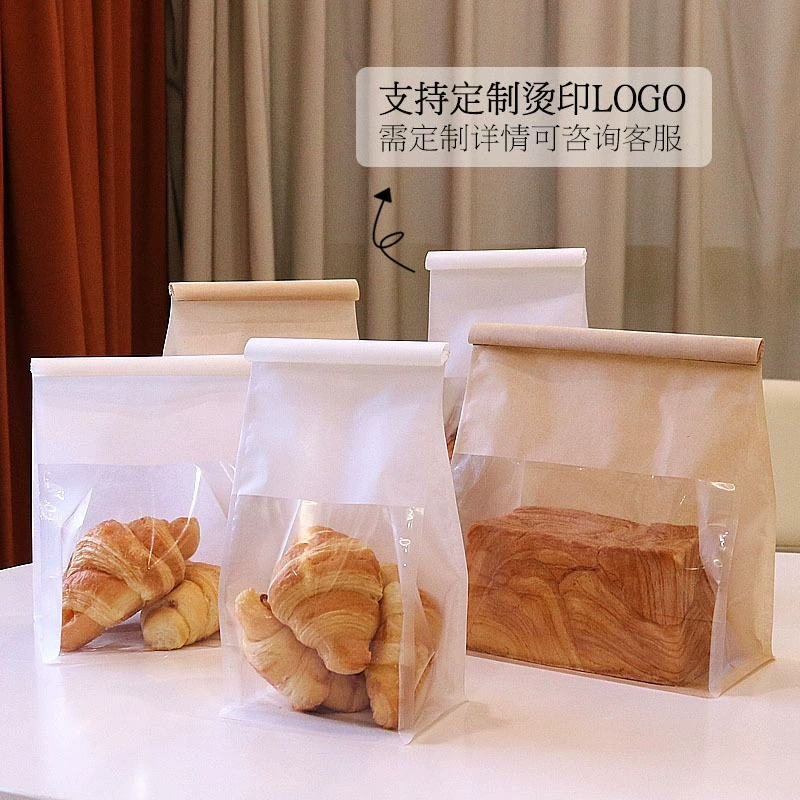 Утолщенный пакет для тостов 450 г с окном из проволоки с закругленным краем, самозапечатывающийся бумажный пакет для хлеба, пакет для нарезанной еды, кондитерский пакет