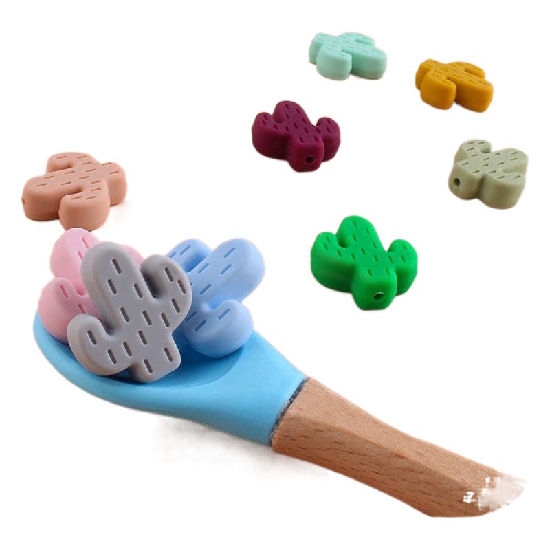 Creativo DIY bebé suministros cactus silicona molar juguete mordedor pulsera chupete cadena collar accesorios de joyería