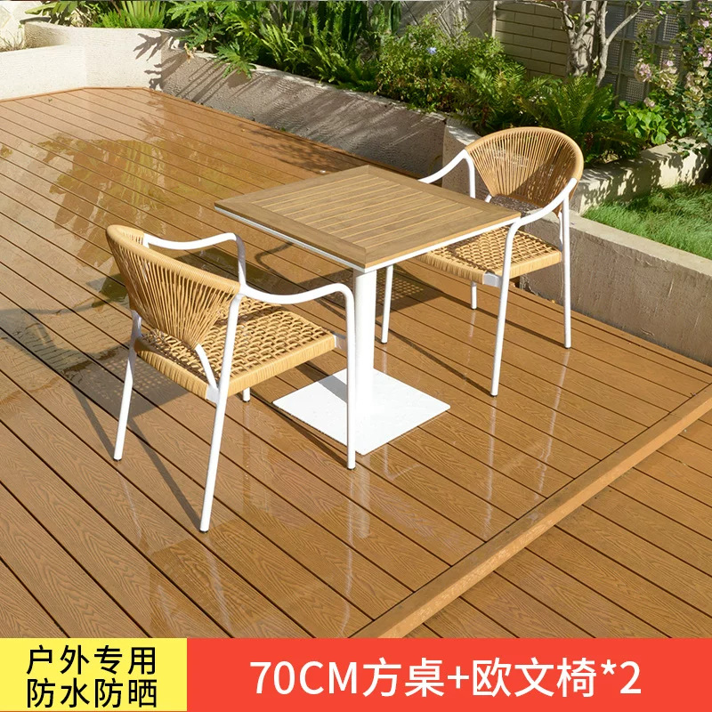 Mesa y silla de patio al aire libre, terraza de jardín de caña, balcón, mesa y silla de caña casuales, combinación de mesa y silla al aire libre