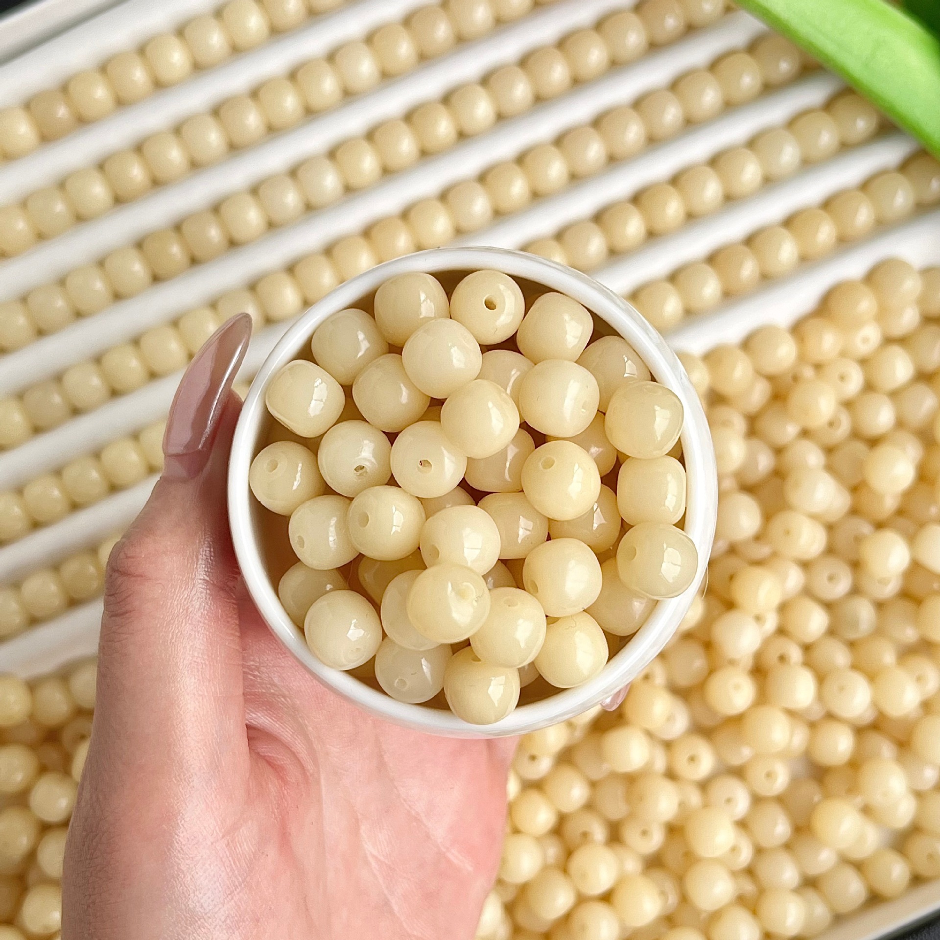 Creamy Yellow Traditional Style Bodhi Root Loose Beads DIY Bodhi Bracelet Jewelry Accessories Wholesale