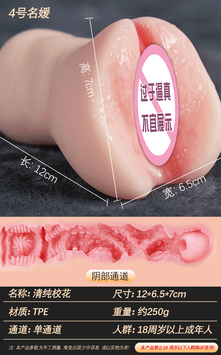 Male Masturbator Cup TPE Simulated Vaginal Buttocks Manual Adult Toy — detail image 5