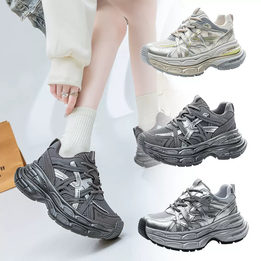 KAAL*家2025春季新款厚底增高复古老爹鞋女休闲鞋运动鞋女鞋子女