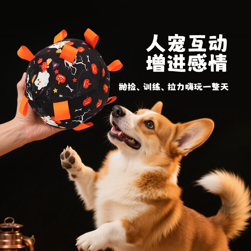 万圣节狗狗玩具球狗狗户外足球玩具耐磨牙耐咬解闷电动铃铛球批发|undefined