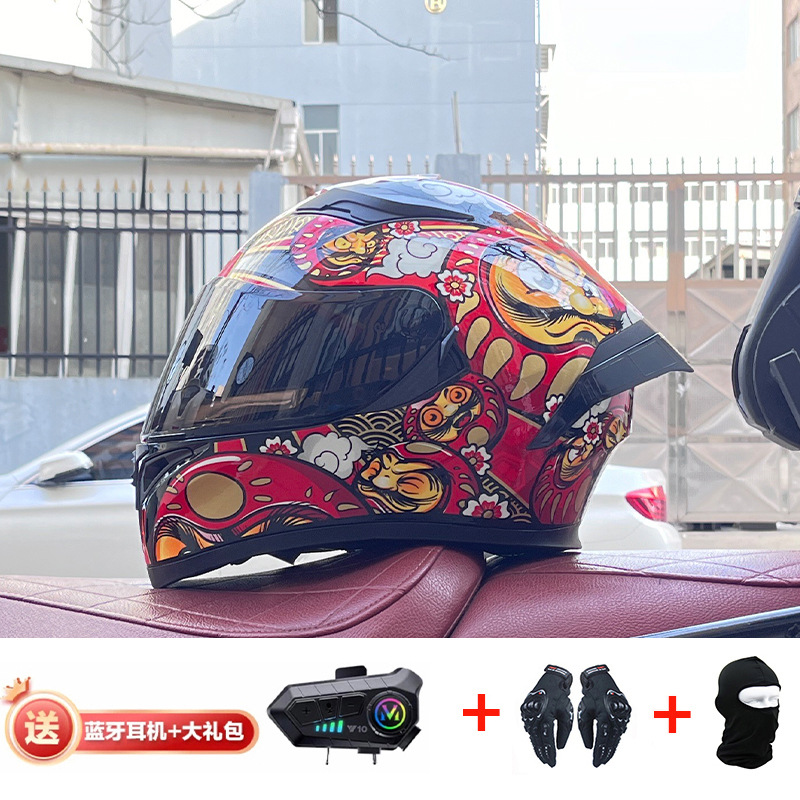 Casco de cola grande de motocicleta Jiekai Casco completo con auriculares Bluetooth Casco de conducción de motocicleta eléctrica de cuatro estaciones para hombre