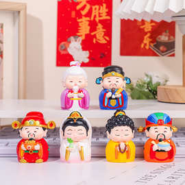 福仙迎进门可爱小神仙财神爷摆件卡通创意树脂工艺品桌面装饰礼物