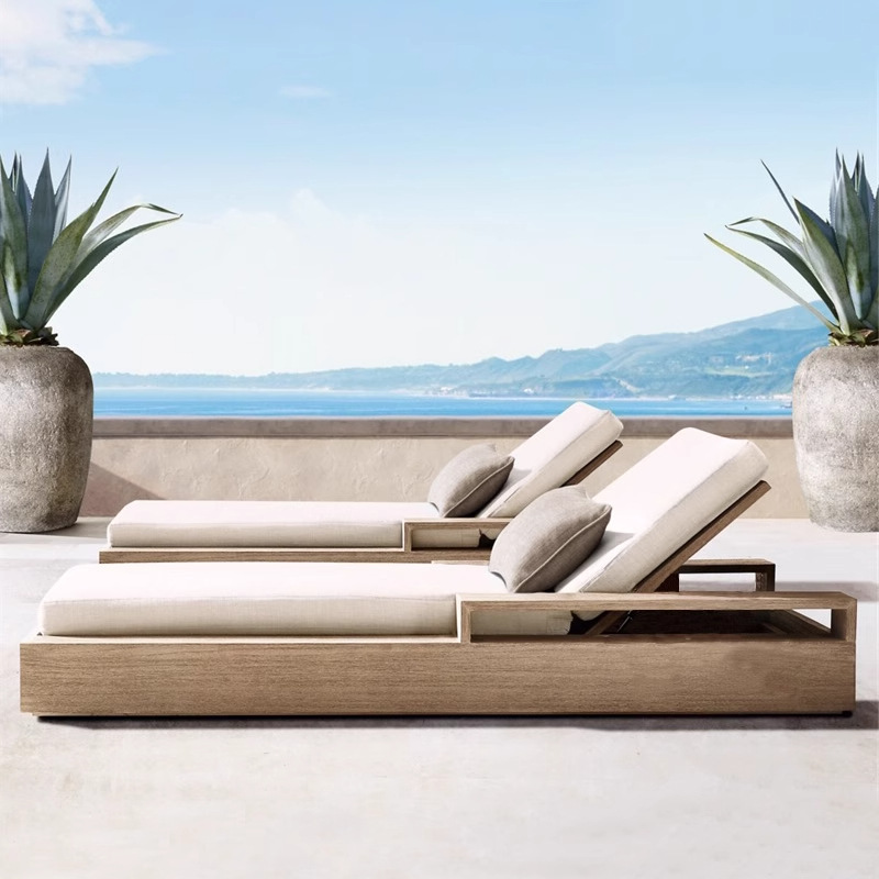Silla al aire libre de alta calidad madera anticorrosiva piscina cama de cama villa hotel de teca al aire libre hace vieja casa piscina silla de cama