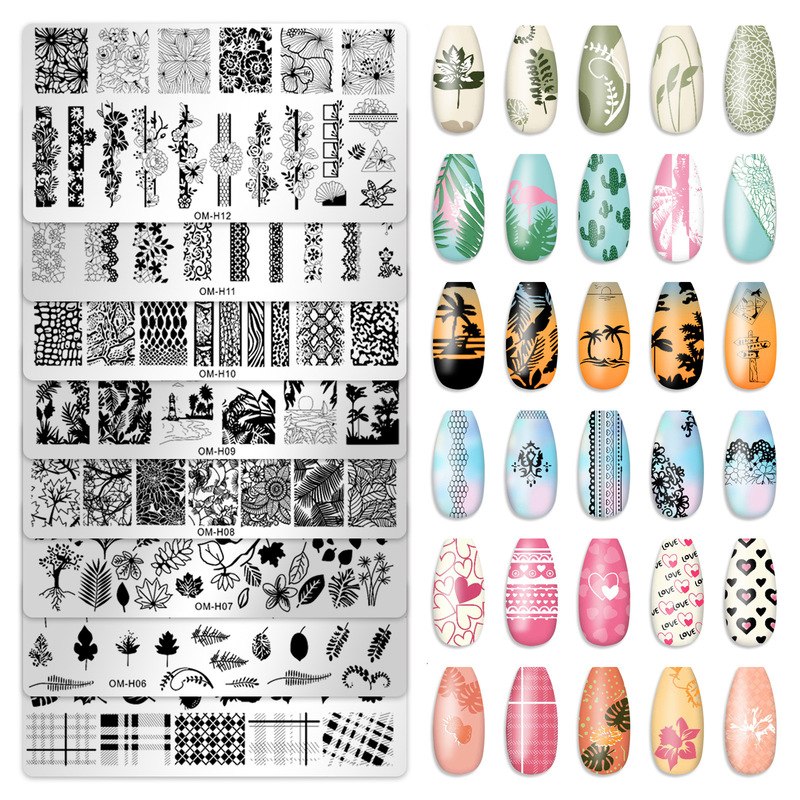 Cross-border explosion printing template nail art steel plate rectangular printing plate color painting oil template new printing in stock