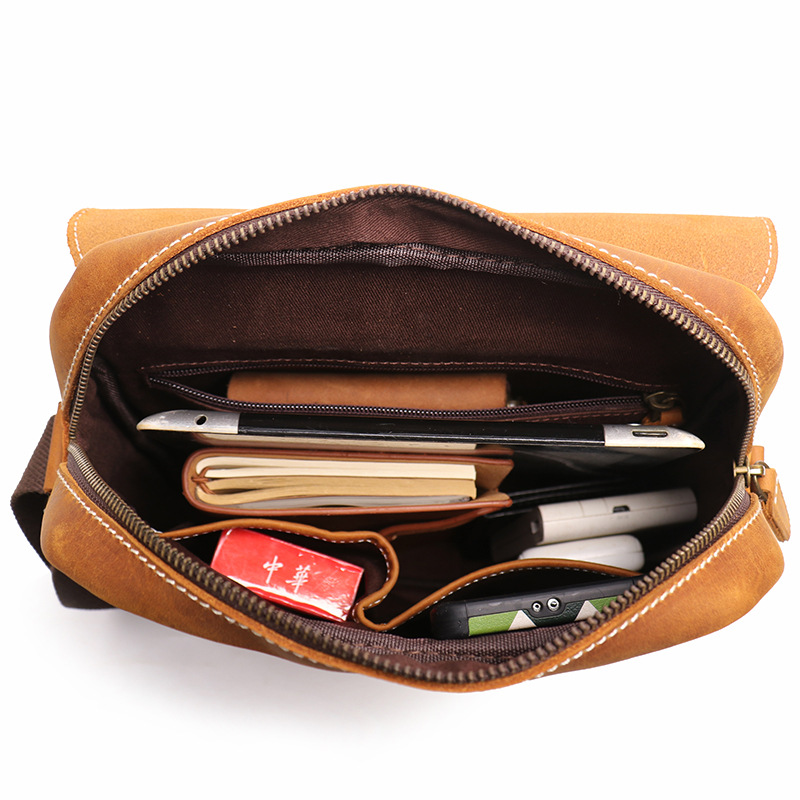 El comercio exterior de los nuevos hombres de cuero hecho a mano bolso de hombro de las mujeres de cuero de Caballo Loco bolsa de mensajero de moda retro bolsa de piel de vaca ipad